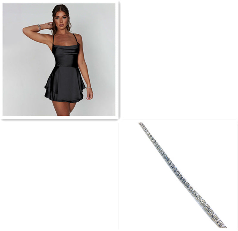 Backless Lace-Up A-Line Dress