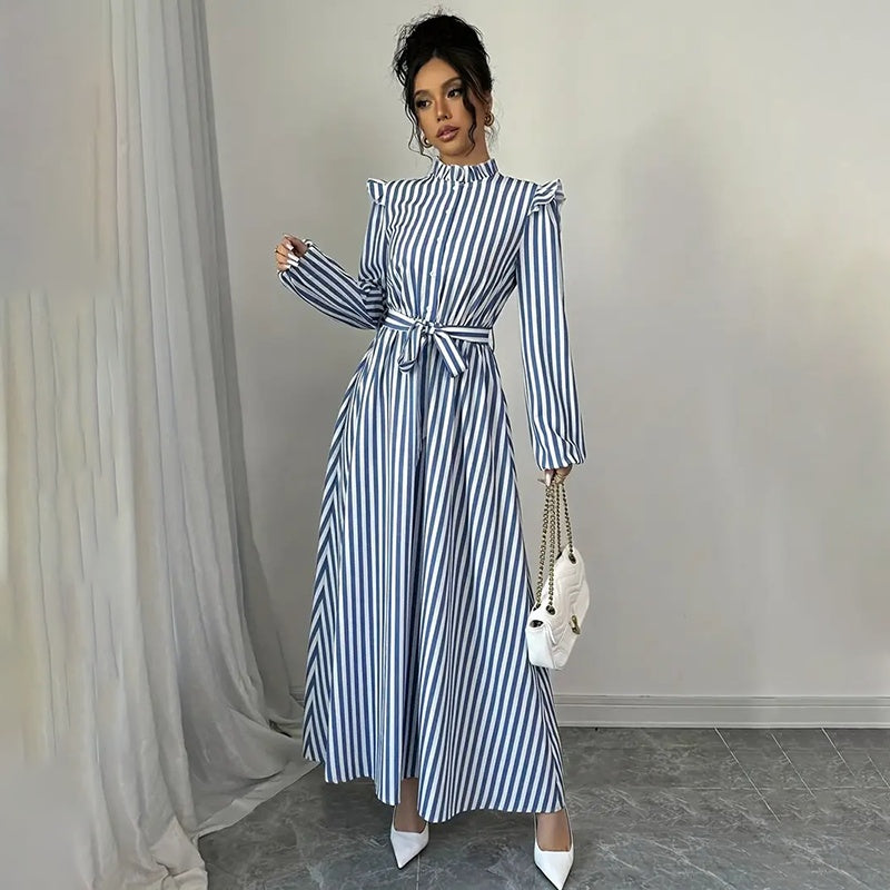 Stand Collar Spring Maxi Dress
