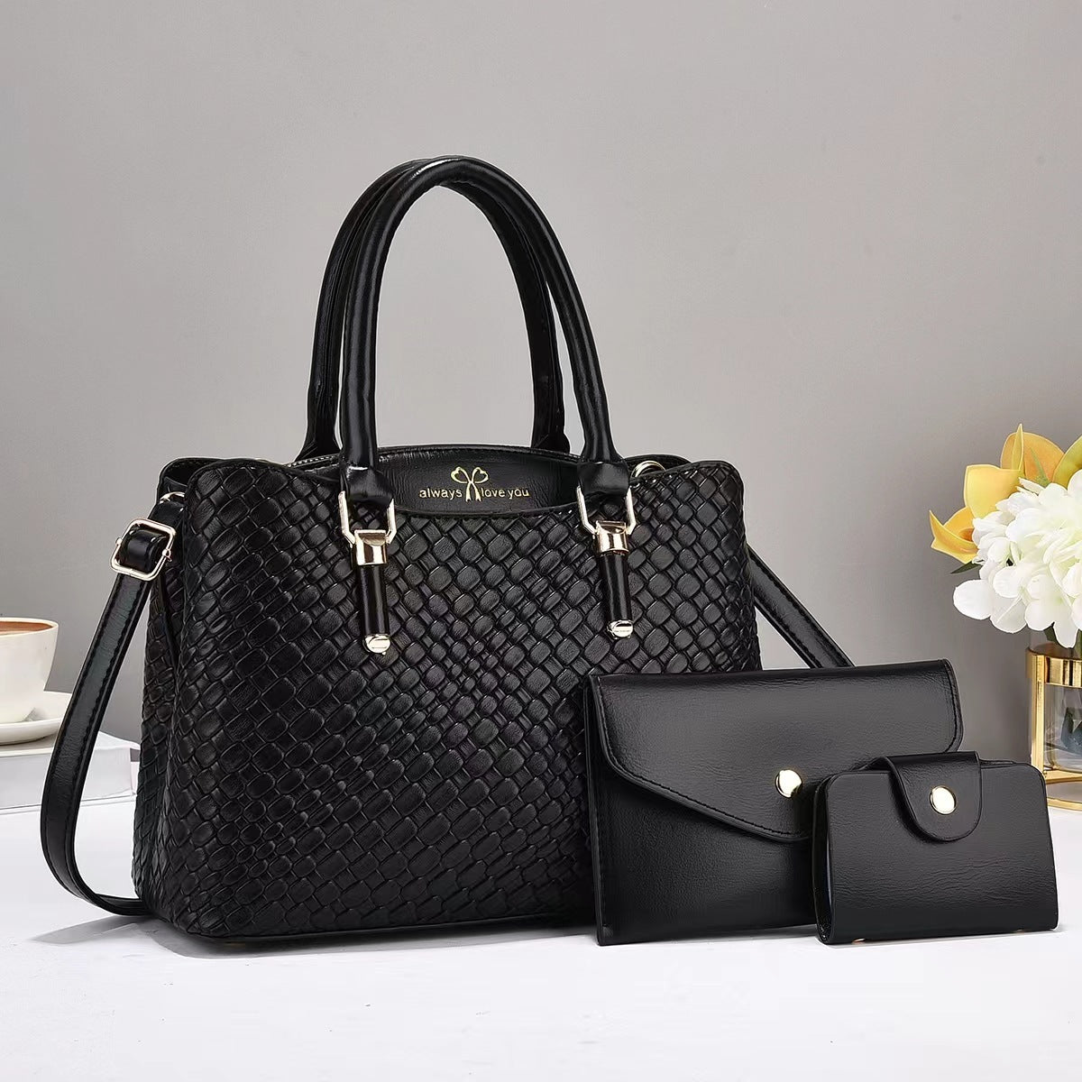 Woven Three-Piece Tote Set
