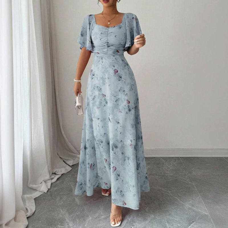Square Neck Dress A-Line Maxi Dress