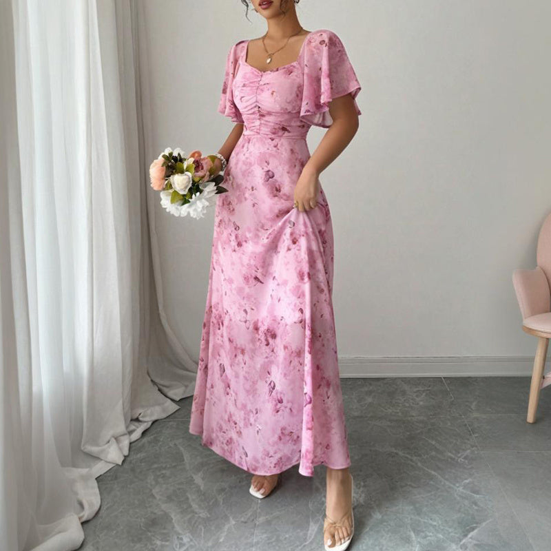 Square Neck Dress A-Line Maxi Dress