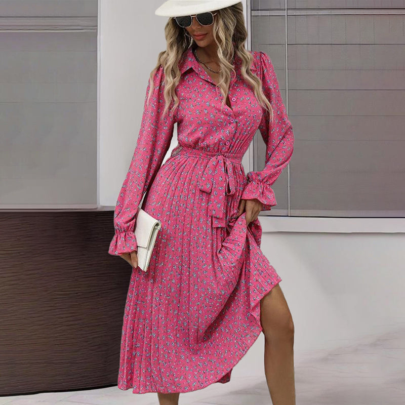 Belted V-Neck Midi Shirt Dress