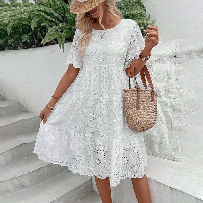 Round Neck A-Line Dress