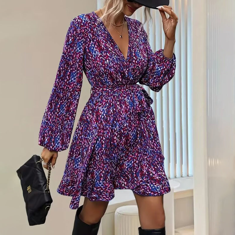 Leopard Print V-Neck Dress
