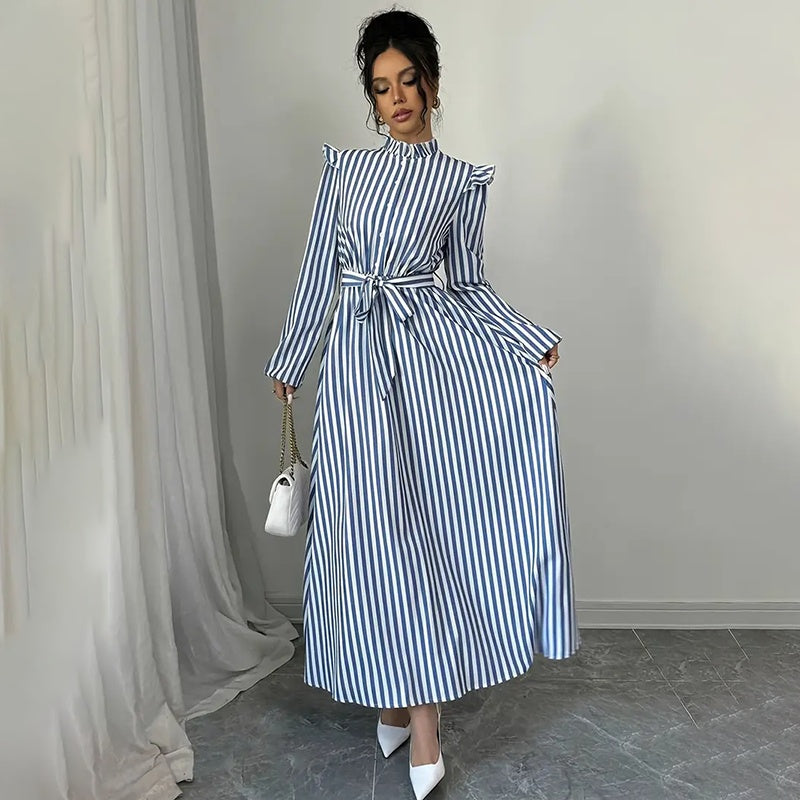 Stand Collar Spring Maxi Dress