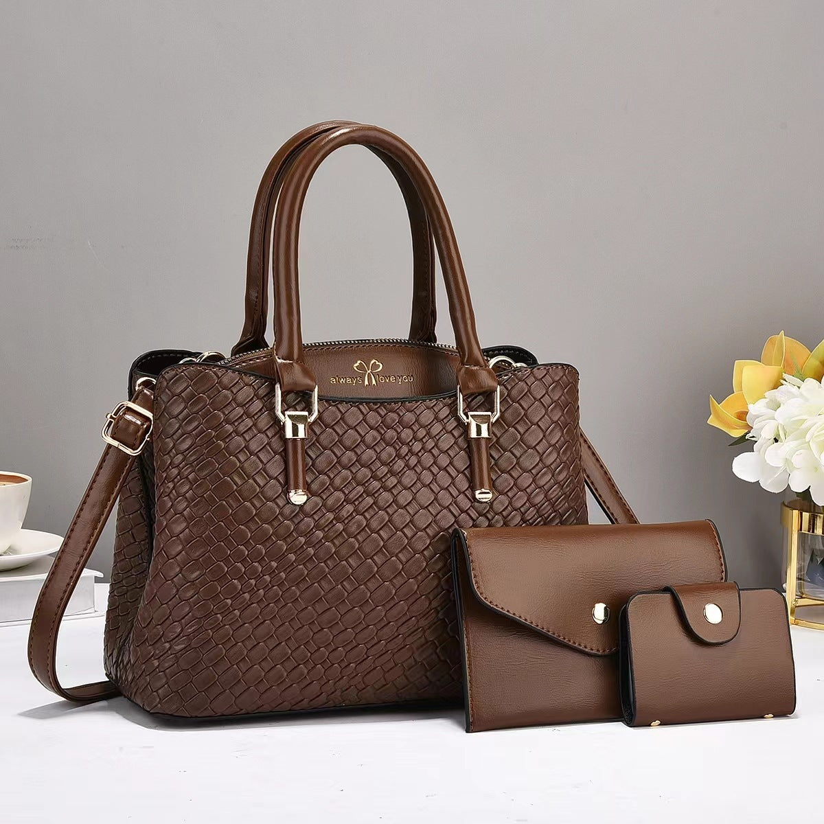 Woven Three-Piece Tote Set