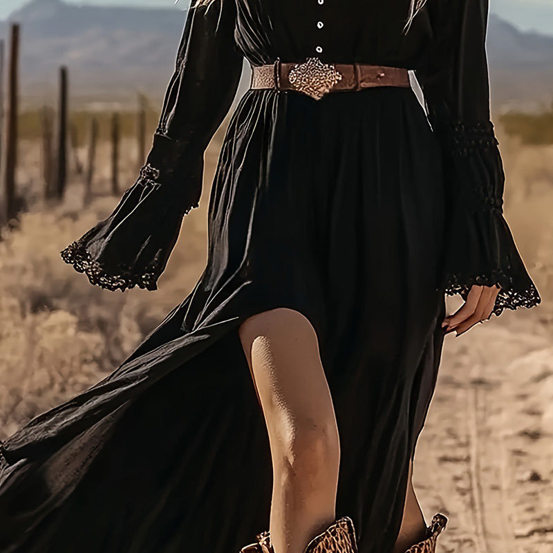 Vintage V-Neck A-Line Dress